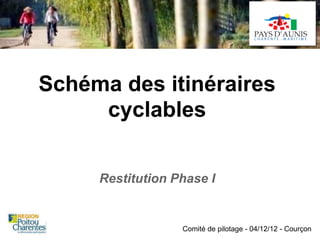 Schéma des itinéraires
     cyclables


     Restitution Phase I


                  Comité de pilotage - 04/12/12 - Courçon
 