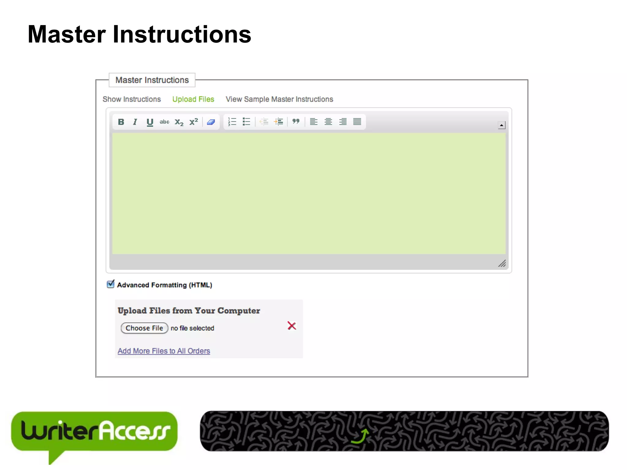 Master Instructions
 