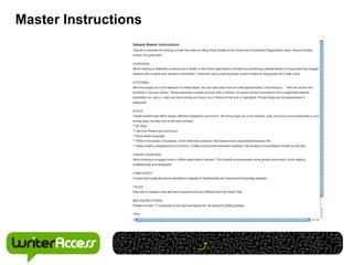 Master Instructions
 