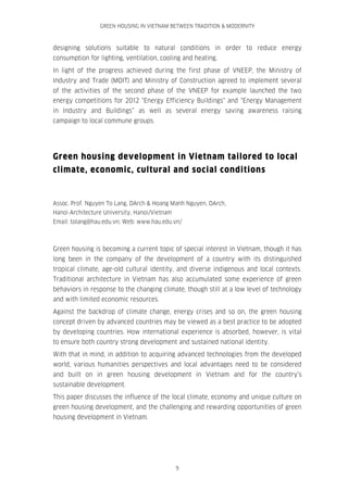 GREEN HOUSING IN VIETNAM BETWEEN TRADITION & MODERNITY

designing solutions suitable to natural conditions in order to red...