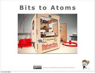 Bits to Atoms




                   by @mapconcierge, @Tom_G3X and OSM conctibutors
                                                                     156

12年12月3日月曜日
 