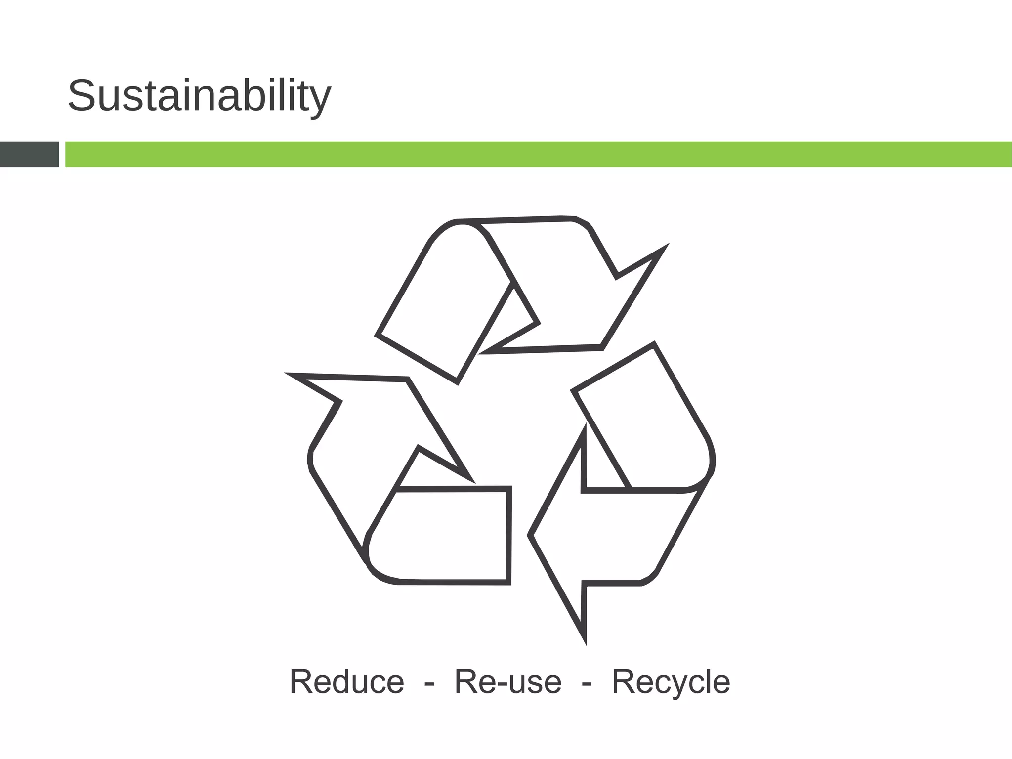 Sustainability




           Þ
           Reduce - Re-use - Recycle
 