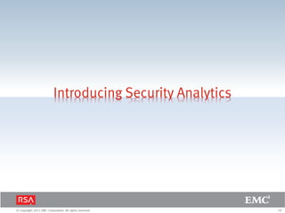19© Copyright 2011 EMC Corporation. All rights reserved.
Introducing Security Analytics
 