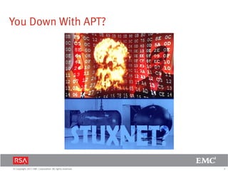 3© Copyright 2011 EMC Corporation. All rights reserved.
You Down With APT?
 