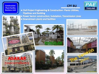 Construction                  CPF BU
Plant Facility
Business Unit




                    KHAOLAK


   ASAKAN
(วงแหวนรามอินทรา)

                                       9
 