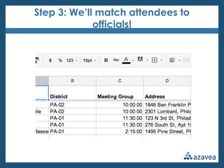Step 3: We’ll match attendees to
             officials!
 