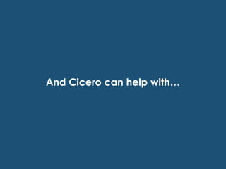 And Cicero can help with…
 