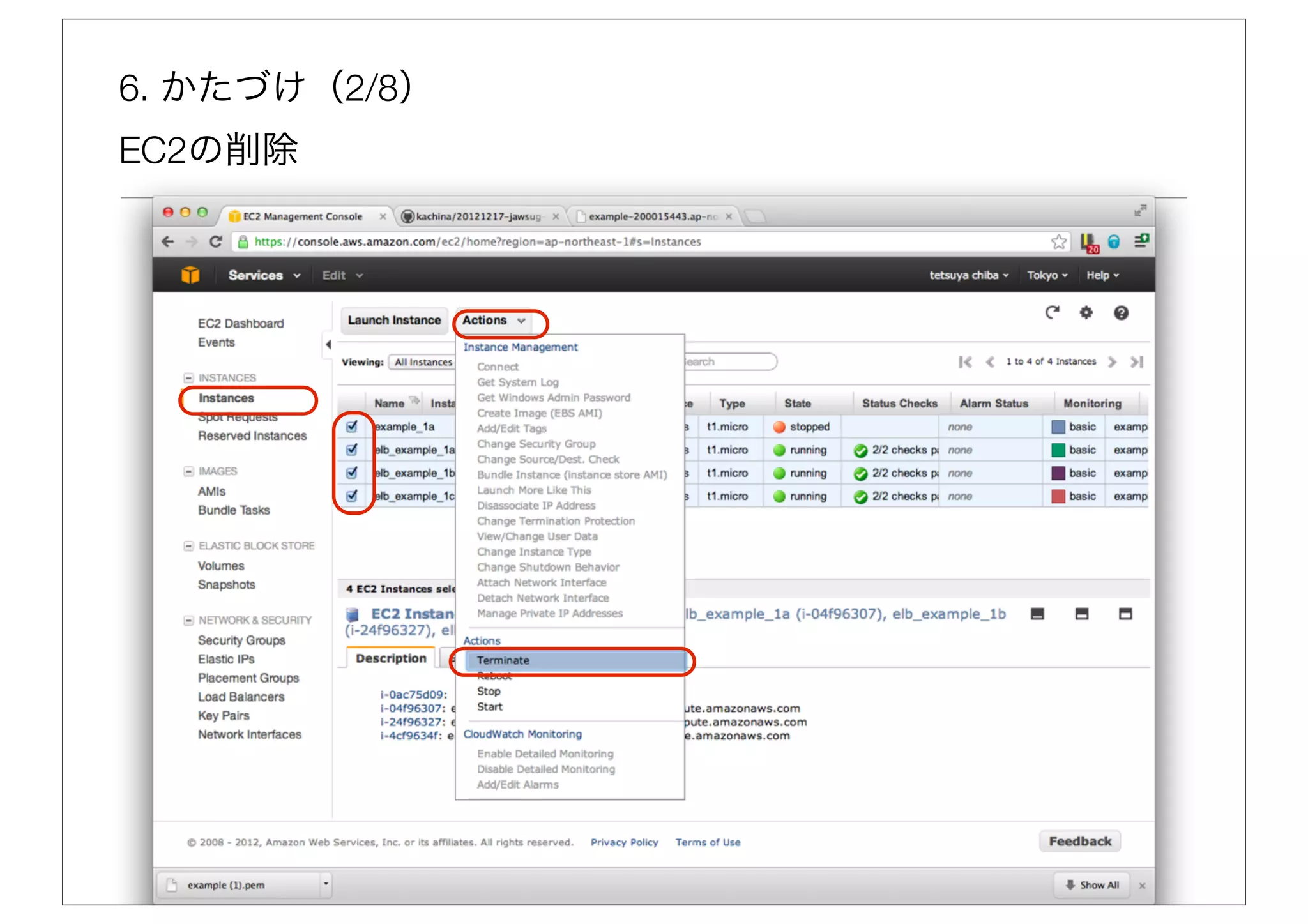 6. かたづけ（2/8）
EC2の削除
 