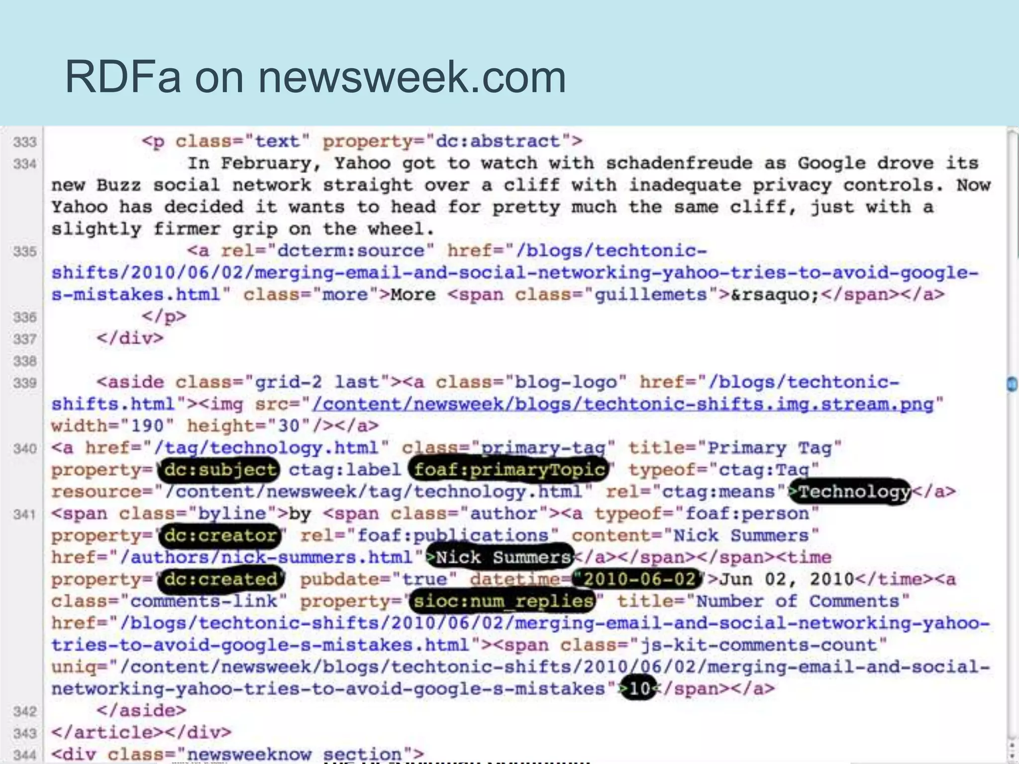 RDFa on newsweek.com
 