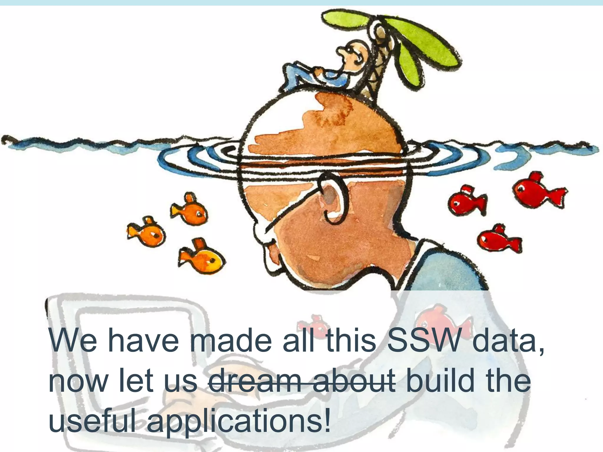 We have made all this SSW data,
now let us dream about build the
useful applications!
 