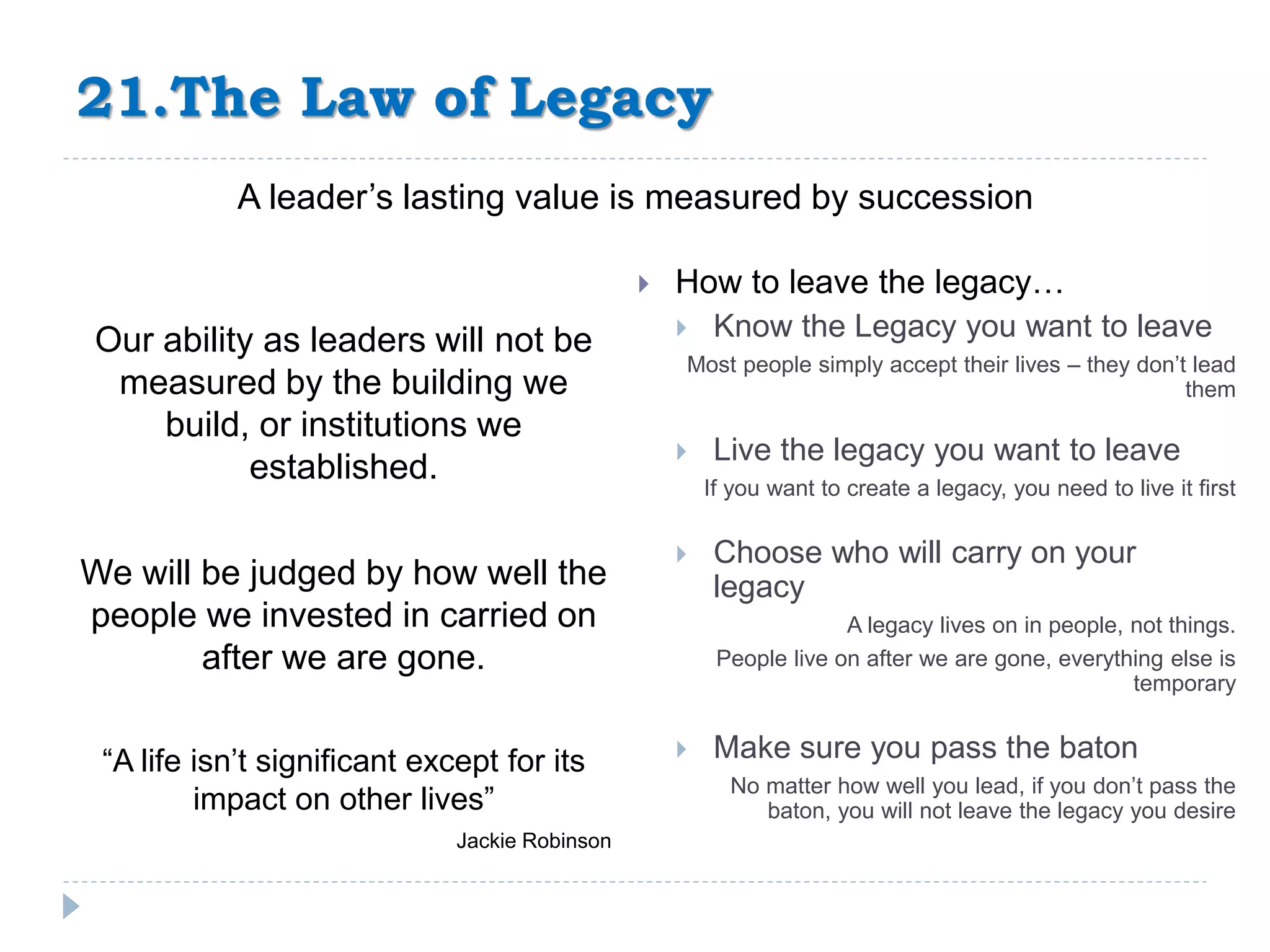 The 21 Irrefutable Laws Of Leadership Ppt | PDF
