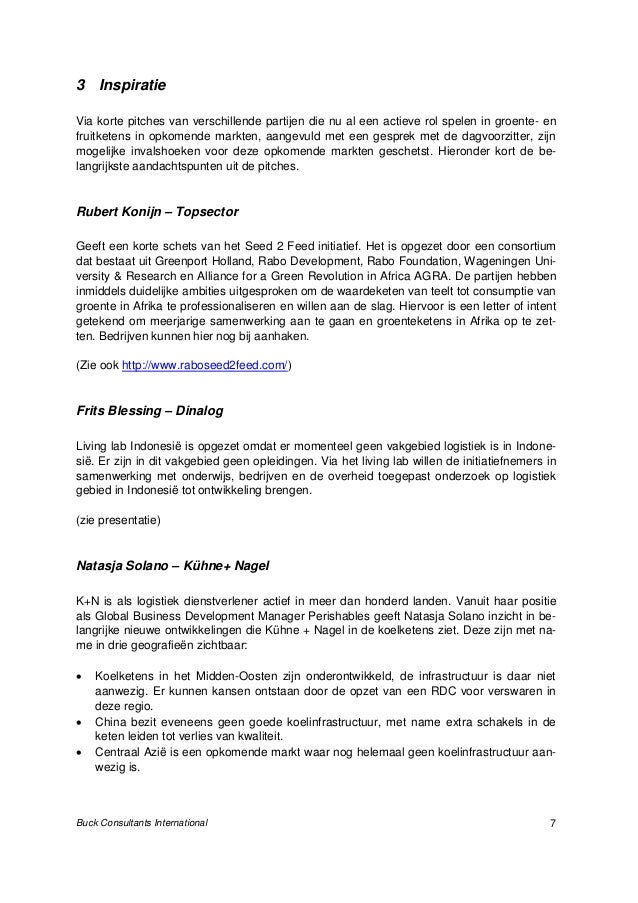 Verslag workshop groente en fruit ketens in opkomende markten, EZ 11