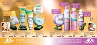 Surpreenda a sua pele                                                                                                     Devolva a vida à sua pele
                                            com uma máscara                                                                                                        com os sais do Mar Morto!              Deixe que as gotas de
                                             desintoxicante!

                                           €6,50                       O sérum essencial                                                                              €5,75                             óleo hidratante revigorem
                                                                                                                                                                                                            a sua rotina diária

                                                                                                                                                                                                            €6,50
A sua casa – O seu Spa                                                                                                                                                                                                                                    A sua casa – O seu Spa
                                                                      para uma hidratação
Intensiﬁque o seu                                                          espantosa!                                                                                                                                                              Sinta o encanto da
brilho de outono
com a Malaquita!
                                                  
                                                                       €7,50                                                                   É como uma dose                   
                                                                                                                                                                                                                                                     pureza com uma
                                                                                                                                                                                                                                                    frescura perfeita!
                                                                                                                                            diária de sumptuosidade
                                                                      
                                                                                                                                                 para a sua pele!

                                                                                                                                               €7,50
      Dupla ação para uma                                                                                                                                                                                                                    Frescura 24 horas,
    pele duplamente radiante,
                                                                                                                                                                                                                                                com um toque
        de dia e de noite!
                                                                                                                                                                                                                                             revigorante de menta

      €14,95                                                                                                                                                                                                                                  €4,50
                                                                                                                                                                                                                                    
                                                                                                            Esfolie delicadamente                            
                                                                                                            o rosto até à perfeição!


                                                                                                              €6,50

                          




 Swedish Spa                      Swedish Spa                    Swedish Spa                      Swedish Spa                       Swedish Spa                      Swedish Spa                       Swedish Spa                      Swedish Spa Refreshing
Dual Action Face Cream            Purifying Face Mask             Rebalancing Face Serum            Smoothing Face Scrub               Hydrating Body Soufﬂé Cream       Relaxing Bath Crystals             Refreshing Shower Gel             Anti-perspirant 24h Deodorant
Creme de Rosto Dupla Ação         Máscara Facial Puriﬁcante       Sérum Facial Equilibrante         Esfoliante Facial Suavizante       Creme de Corpo Hidratante         Cristais de Banho Relaxantes       Gel de Duche Refrescante          Desodorizante Antitranspirante
Swedish Spa                       Swedish Spa                     Swedish Spa                       Swedish Spa                        Swedish Spa                       Swedish Spa                        Swedish Spa                       Roll-On Frescura 24h Swedish
50 ml.                            50 ml.                          40 ml.                            75 ml.                             200 ml.                           250 g.                             200 ml.                           Spa 50 ml.
23735                    €25,00   20372                 €11,00    20373                €13,00       20371                  €11,00      21875               €12,90        21874                    €9,90     21876                   €10,90    23739                   €8,00



+ DE
128
          40%
   DESCONTO
      cuidados do rosto
                                          Um rosto radiante
                                          a um preço brilhante!
                                                                                                                                                            A pele impecável custa
                                                                                                                                                            menos do que imagina!                                                        + DE
                                                                                                                                                                                                                                            DESCONTO
                                                                                                                                                                                                                                                    40%
                                                                                                                                                                                                                                              cuidados do corpo e capilares 129
 