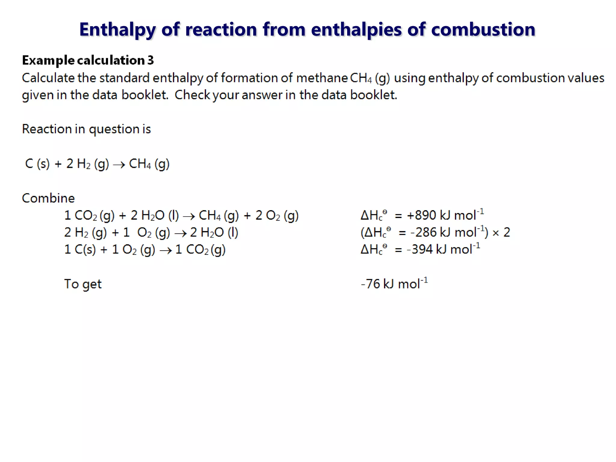 Enthalpy of reaction from enthalpies of combustion
 
