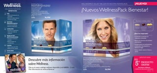  WellnessPack man
                                                                                                                                        WellnessPackBienestar para Hombre
                                                                                                                                                                                                          WELLNESSPACK. SALUD Y BELLEZA EN BOLSITAS INDIVIDUALES.              ¡NUEVO!
                                                                                                                                        21 bolsitas unidosis. Ingerir un sobre diario



                                                                                                                                                                                                          ¡Nuevos WellnessPack Bienestar!
                                                                                                                                        tras la comida principal.
                    WELLNESSPACK BIENESTAR                                                                                              Cada bolsita contiene:
                                                                                                                                        2 cápsulas Omega 3
                        BENEFICIOS:                                                                                                     1 cápsula Complejo de Belleza Sueco
                                                                                                                                        (Astaxantina y extracto de Arándano)
                                                               PIEL                                                                     1 comprimido Complejo Multivitamínico
                                                               • Mejora la hidratación y su                                             y Mineral para Hombre
                                                                                                                                        21 días
                                                                 elasticidad.
                                                               • Reduce los daños del sol y                                             22793                          26,95€                                                                                            
                                                                 previene las arrugas.
                                                                                                                                                                                        
                                                                                                                                                                                                                                                                                 Nutrientes en bolsitas unidosis:
                                                               SISTEMA
                                                               INMUNOLÓGICO
                                                               • Aumenta las defensas.
                                                               • Reduce la inﬂ amación.
                                                                                                                                                                                                                                                                               Multivitaminas   Complejo Belleza    Omega 3
                                                                                                                                                                                                                                                                                y Minerales     Antioxidante Plus
                                                               CORAZÓN                                                                                                                                                                                                                           (Astaxantina y
                                                               • Aumenta su resistencia y                                                                                                                                                                                                          Arándano)
                                                                 mejora los niveles de
                                                                 colesterol.                                                                                                                                                                                                  ¿Qué ha mejorado?
                                                               MÚSCULOS Y
                                                               ARTICULACIONES                                                                                                                                                                                                 • Contenido actualizado de
                                                               • Aumenta la resistencia                                                                                                                                                                                         vitaminas y minerales.
                                                                 muscular.                                                                                                                                                                                                    • Ahora con extracto de arándano
                                                               • Reduce el dolor de
                                                                                                                                                                                                                                                                                antioxidante.
                                                                 articulaciones.
                                                                                                                                                                                                                                                                              • Comprimidos de multivitaminas
                                                               VISIÓN                                                                                                                                                                                                           y minerales más pequeños y
                                                               • Mayor protección UVA.
                                                                                                                                                                                                                                                                                fáciles de tragar.
                                                               • Reduce la vista cansada.
                                                                                                                                                                                                                                                                              • Nuevo diseño exterior fresco y
                                                               VITALIDAD
                                                               • Reduce el cansancio y la fatiga.
                                                                                                                                                                                                                                                                                actual.

                                                                                                          14 –17
                                                                                                               Válido del
                                                                                                                         7
                                                                                                          Cat.14 al Cat.1
                                                                                                                     2012


                                                                                                                                                                                                                                                                                           ¡SIÉNTETE BIEN!

                                                                                                                                     Descubre más información
www.oriﬂame.es




                                                                                                                                                                                                             WellnessPack woman
                                                                                                                                                                                                            WellnessPack Bienestar para Mujer                                 ¡TU

                                                                                                                                                                                                                                                                                5
      75
       Cliente 91 804 18




                                                                                                                                                                                                            21 bolsitas unidosis. Ingerir un sobre diario


                                                                                                                                     sobre Wellness.
                                                                                                                                                                                                            tras la comida principal. Cada bolsita contiene:
                                                                                                                                                                                                                                                                                         º      PRODUCTO
            61 82 Atención al




                                                                                                                                                                                                            2 cápsulas Omega 3
                 Pedidos 901 11




                                                                                                        lud la
                                                                                         Afronta con sa ño
                                                                                                                                                                                                            1 cápsula Complejo de Belleza Sueco
                                                                                                                                                                                                                                                                                                GRATIS!
                      as (Madrid) Sólo




                                                                        S
                                                                   LNES
                                                               ¡WEL IA DE                                                                                                                                   (Astaxantina y extracto de Arándano)
                                                                CAMB EN!                    llegada del oto
                                                                                                                                                                                                            1 comprimido Complejo Multivitamínico y Mineral para Mujer
                            nº 5. 28108 Alcobend




                                                                                                                                     Pide ya el nuevo catálogo wellness disponible (cod.468096 – 5 uds)
                                                                 IMAG
                                                                      •                                           Bolsa                                                                                     21 días                                                                   Suscríbete a Wellness
                                                                                                                de Regalo
                                   os S.A. Avda. Bruselas,




                                                                                                                 GRATIS*
                                                                                                                   comprando
                                                                                                                   2 productos
                                                                                                                     Wellness
                                                                                                                                     Más información en www.oriﬂame.es                                      22791                                         26,95€               y disfruta de descuentos exclusivos.
                                            Oriﬂame Cosmétic




52                                                                                                                                                                                                                                                                                                    wellness 53
                                                                                                                                te

                                                                                                       MEJOR
                                                                                                                  *automáticamen

                                                                                       , TE SENTIRÁS
                                                                      TE VERÁS GUAPA
 