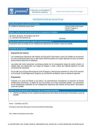 Espacio reservado para la etiqueta de registro




                                     PRESENTACIÓN DE INICIATIVAS

 Iden...