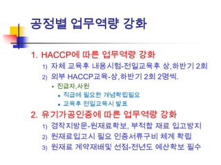 ??? ???? ??

1. HACCP? ?? ???? ??
 1)   ?? ??? ????-????? ?,??? 2?
 2)   ?? HACCP??-?,??? 2? 2??.
      ?   ???,??
          ? ??? ??? ??????

          ? ??? ????? ??


2. ??????? ?? ???? ??
 1)   ?????-?????, ??? ?? ????
 2)   ?????? ?? ?????? ?? ??
 3)   ??? ????? ??-??? ???? ??
 