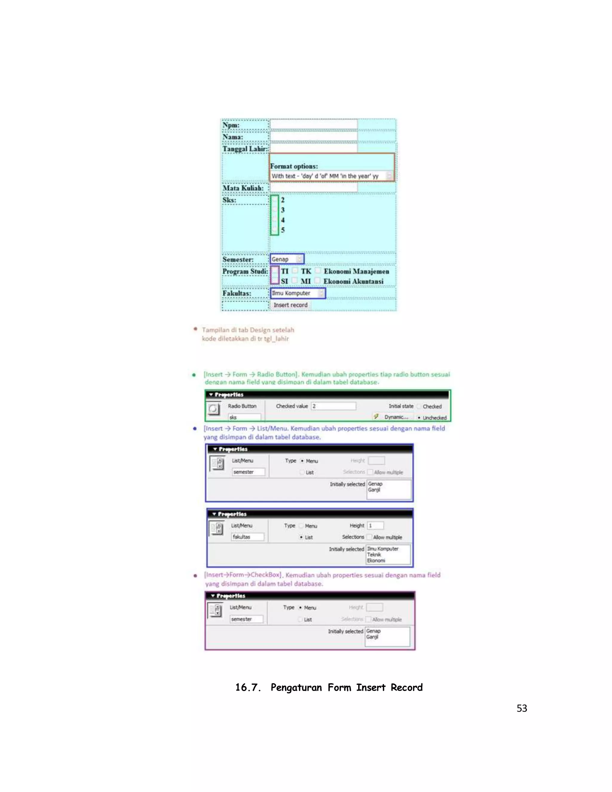 53
16.7. Pengaturan Form Insert Record
 