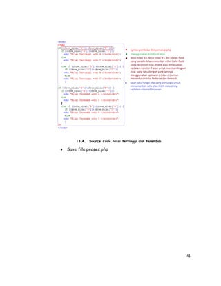 41
13.4. Source Code Nilai tertinggi dan terendah
 Save file proses.php
 