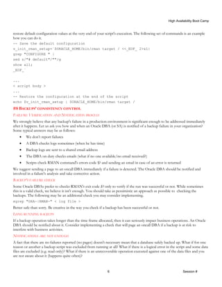 Sample Rman Scripts 10 Problems with your RMAN backup script - whitepaper | PDF