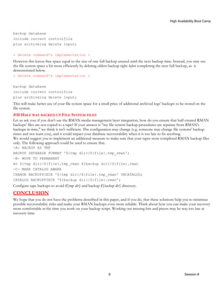 Sample Rman Scripts 10 Problems with your RMAN backup script - whitepaper | PDF