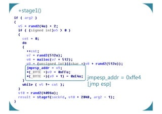 +stage1()




            jmpesp_addr = 0xffe4
            [ jmp esp]
 