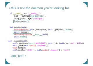 +this is not the daemon you’re looking for




 +IRC BOT !
 