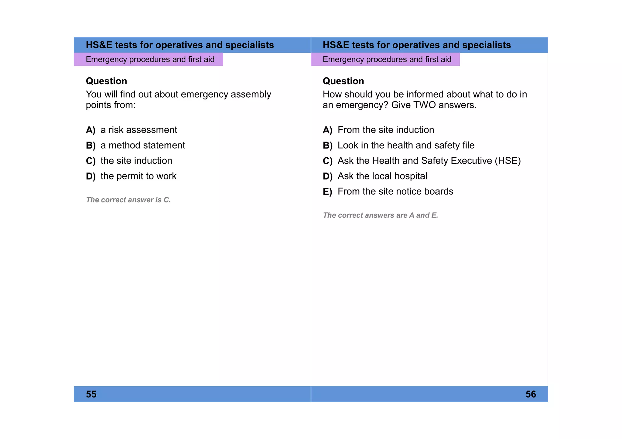 Health Safety and Environment test for Operatives and Specialists