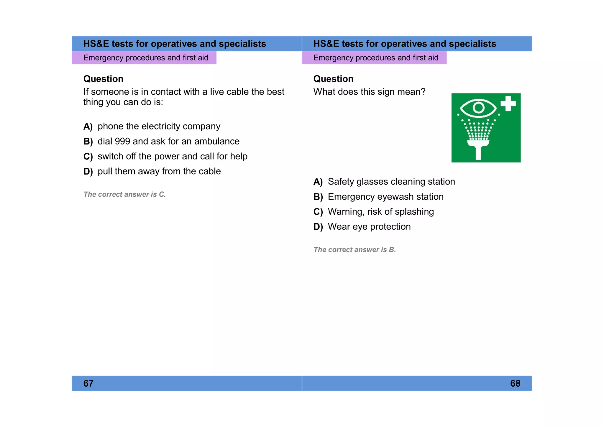 Health Safety and Environment test for Operatives and Specialists