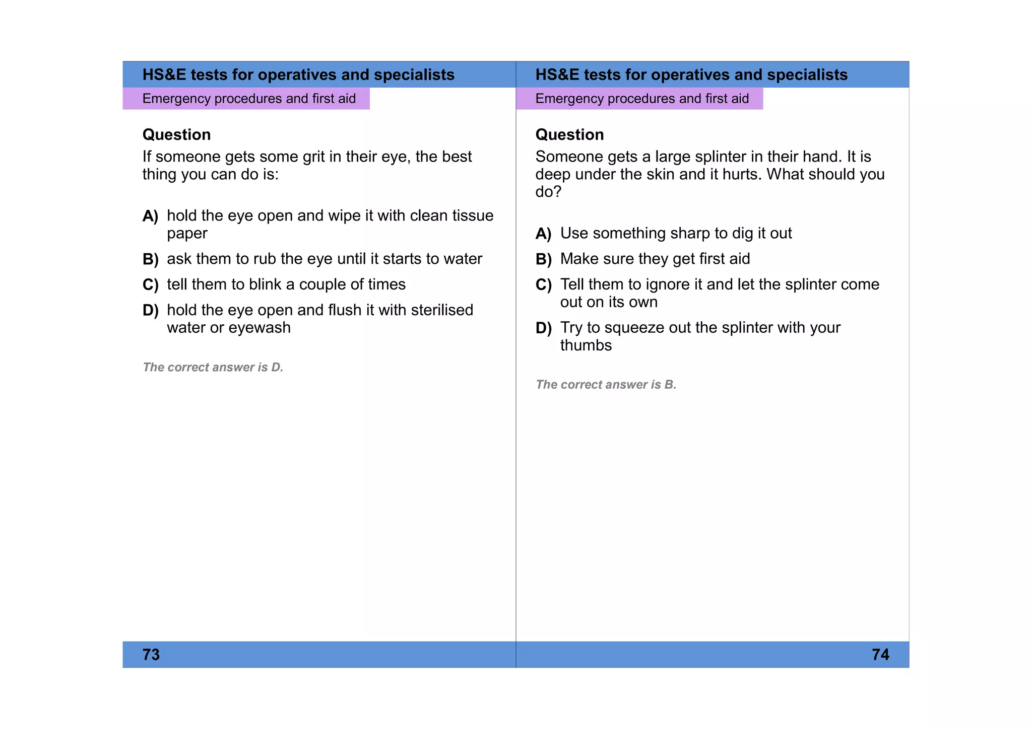 Health Safety and Environment test for Operatives and Specialists
