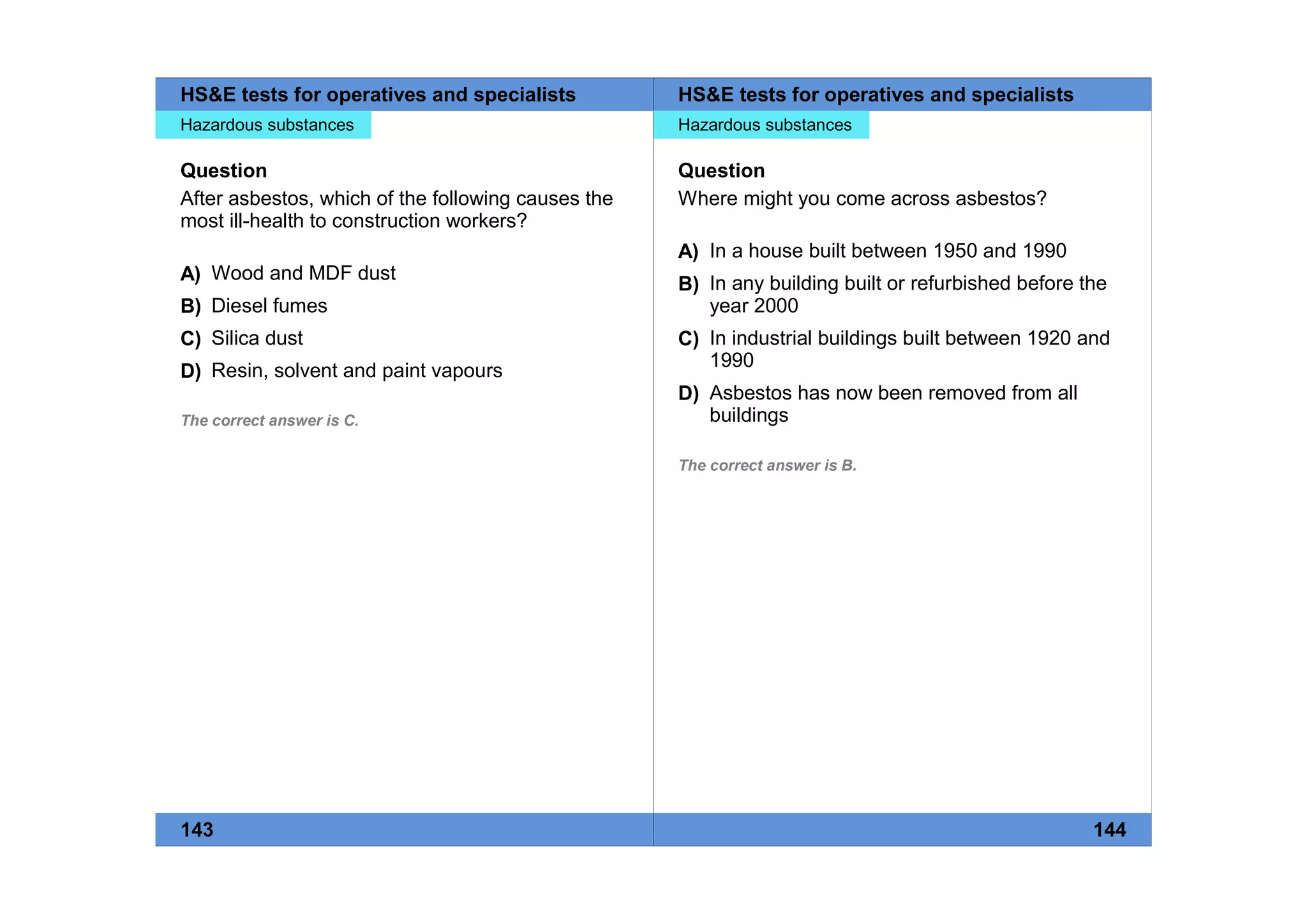 Health Safety and Environment test for Operatives and Specialists