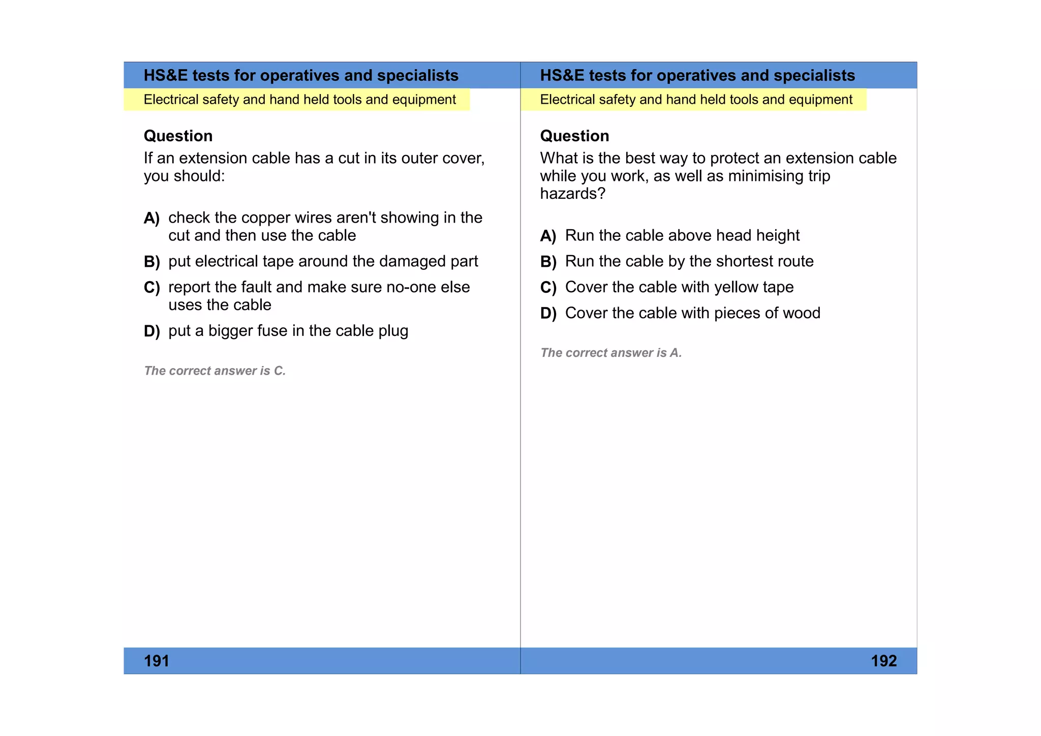 Health Safety and Environment test for Operatives and Specialists