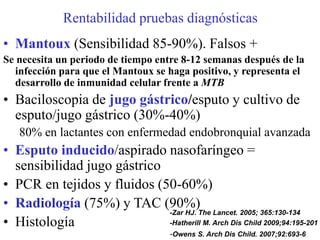 Rx Tórax                  Diagnóstico diferencial di
Infiltrado focal        Neumonía bacteriana, Tuberculosis,
                        Patógenos de neumonía atípica
                              Linfoma, infección fúngica


Infiltrado multifocal   Neumonía bacteriana, Tuberculosis, PCP,
                        Patógenos de neumonía atípica


Imagen miliar           Tuberculosis, hongos


Lesión cavernosa        Tuberculosis (en VIH con CD4 > 200),
                        absceso bacteriano (S. aureus, Pseudomonas)


Derrame pleural         Neumonía bacteriana, Tuberculosis,
                        linfoma, insuficiencia cardíaca


Adenopatía hiliar       Tuberculosis, Patógenos de neumonía atípica
bilateral               Hongos endémicos, sarcoidosis
 