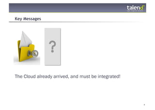 Key Messages




The Cloud already arrived, and must be integrated!




© Talend 2011                                        9
 
