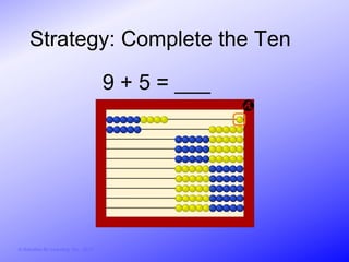 Strategy: Complete the Ten

                                        9 + 5 = ___




© Activities for Learning, Inc., 2012
 