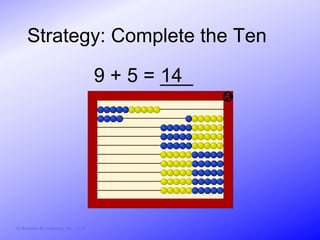 Strategy: Complete the Ten

                                        9 + 5 = ___
                                                14




© Activities for Learning, Inc., 2012
 