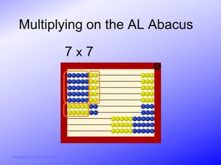 Multiplying on the AL Abacus

                                        7x7




© Activities for Learning, Inc., 2012
 