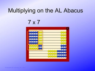 Multiplying on the AL Abacus

                                        7x7




© Activities for Learning, Inc., 2012
 