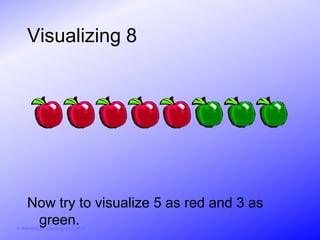 Visualizing 8




     Now try to visualize 5 as red and 3 as
      green.
© Activities for Learning, Inc., 2012
 