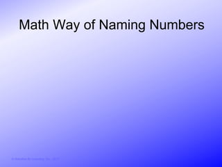 Math Way of Naming Numbers




© Activities for Learning, Inc., 2012
 