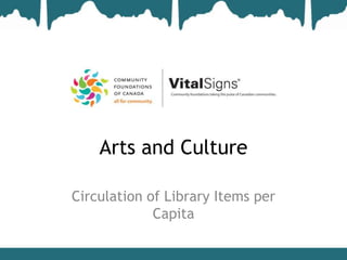 Arts and Culture

Circulation of Library Items per
             Capita
 