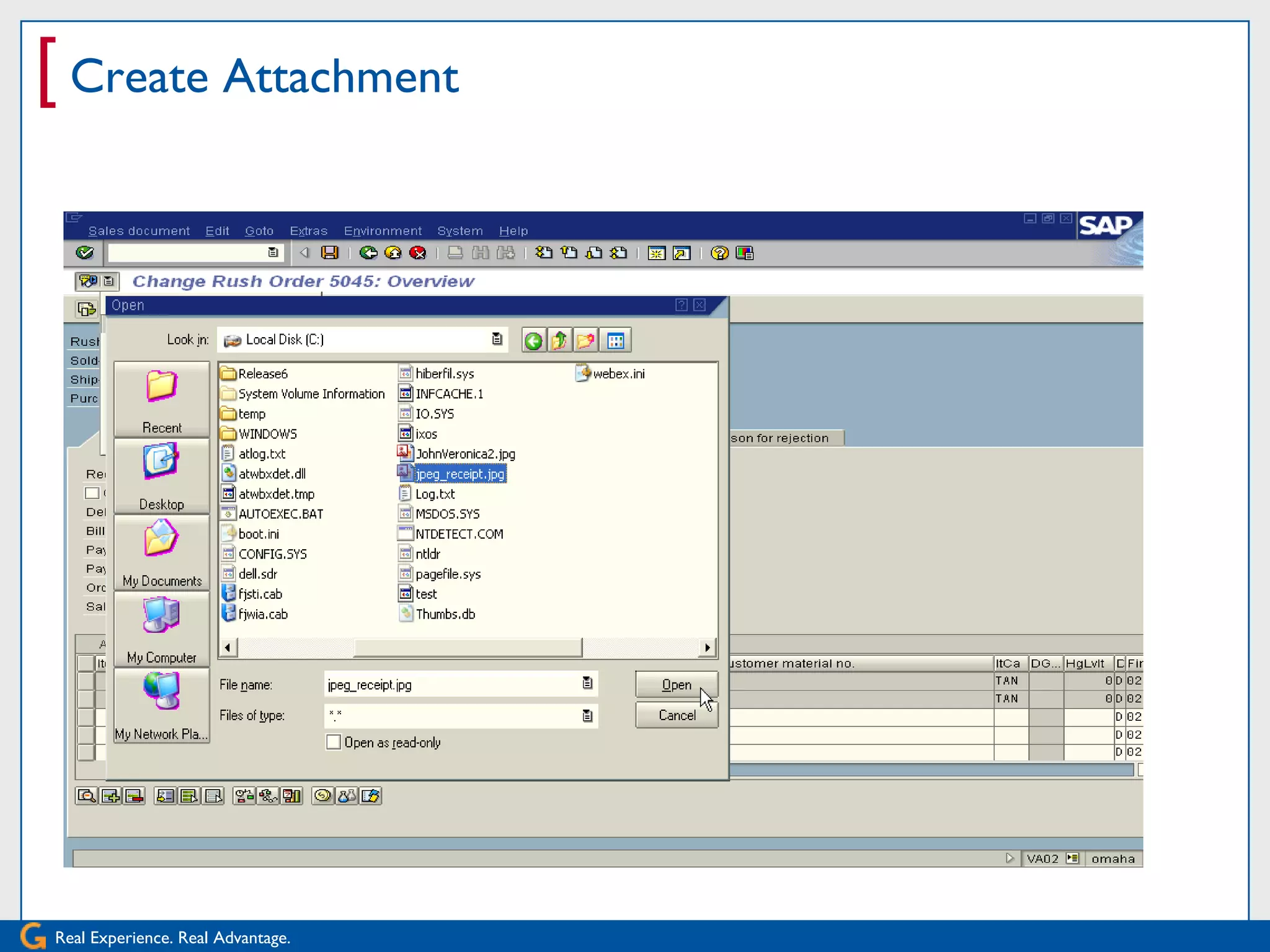 [ Create Attachment




Real Experience. Real Advantage.
 