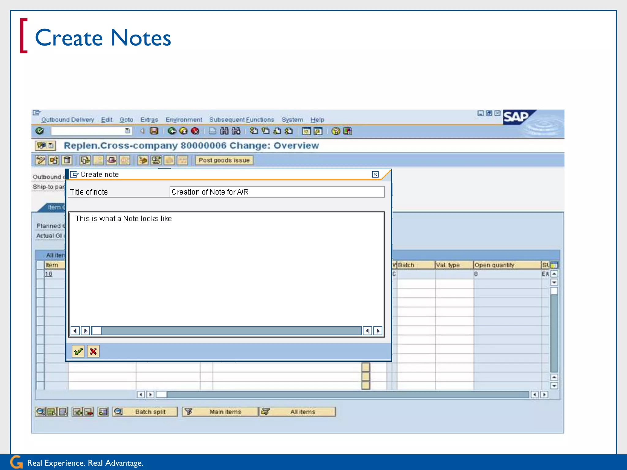 [ Create Notes




Real Experience. Real Advantage.
 