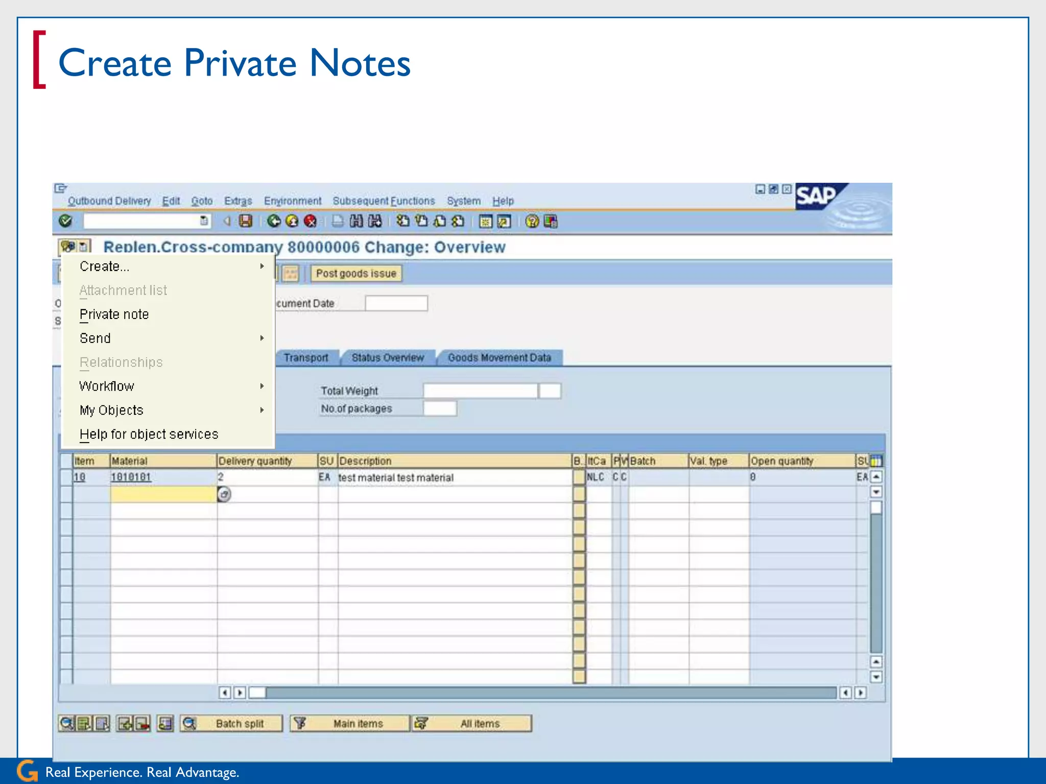 [ Create Private Notes




Real Experience. Real Advantage.
 