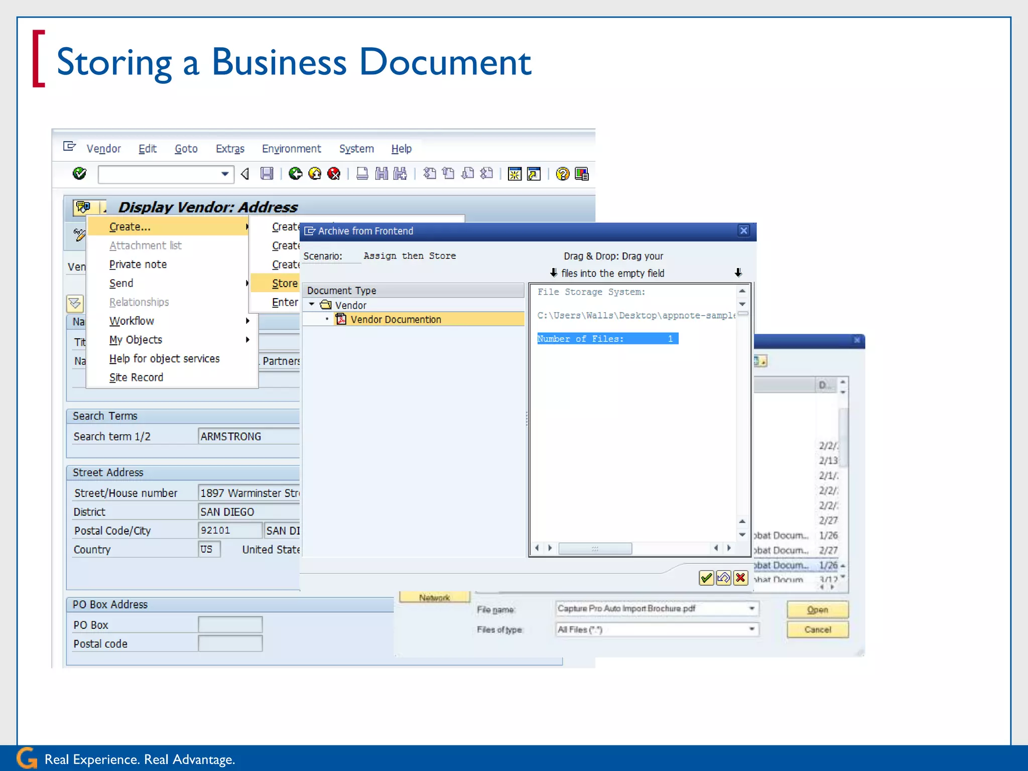 [ Storing a Business Document




Real Experience. Real Advantage.
 