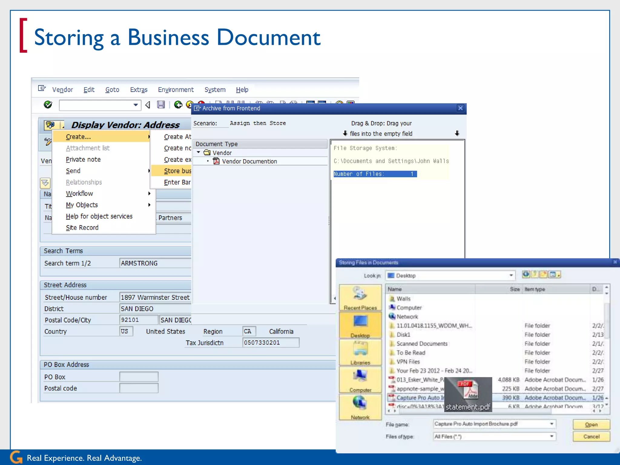 [ Storing a Business Document




Real Experience. Real Advantage.
 