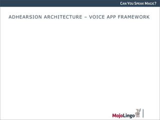 CAN YOU SPEAK MAGIC?


ADHEARSION ARCHITECTURE – VOICE APP FRAMEWORK
 