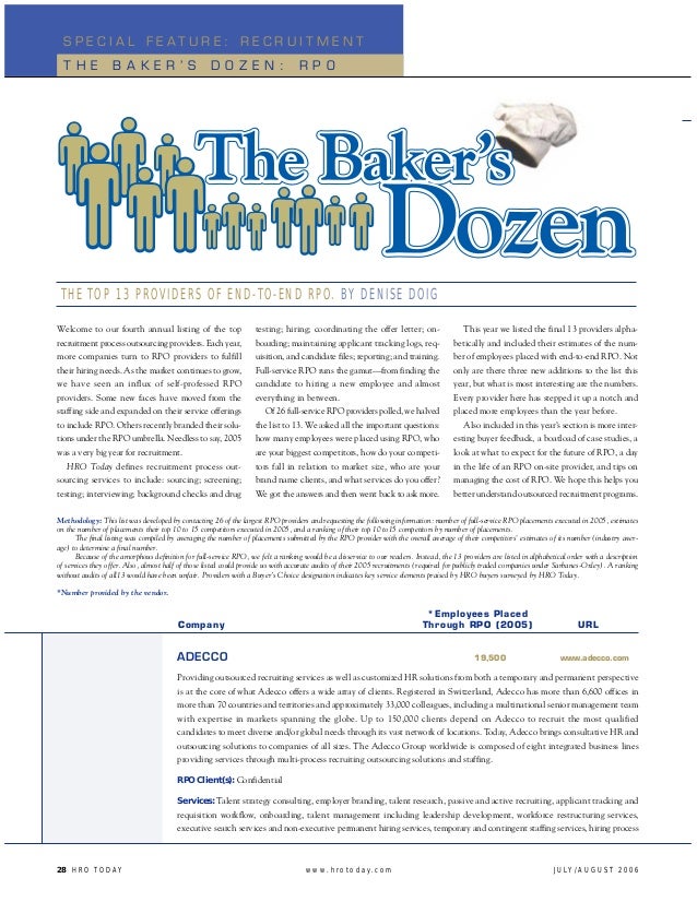 2012 Bake!   rs Top Dozen Rpo Companies Source Hro Today - 