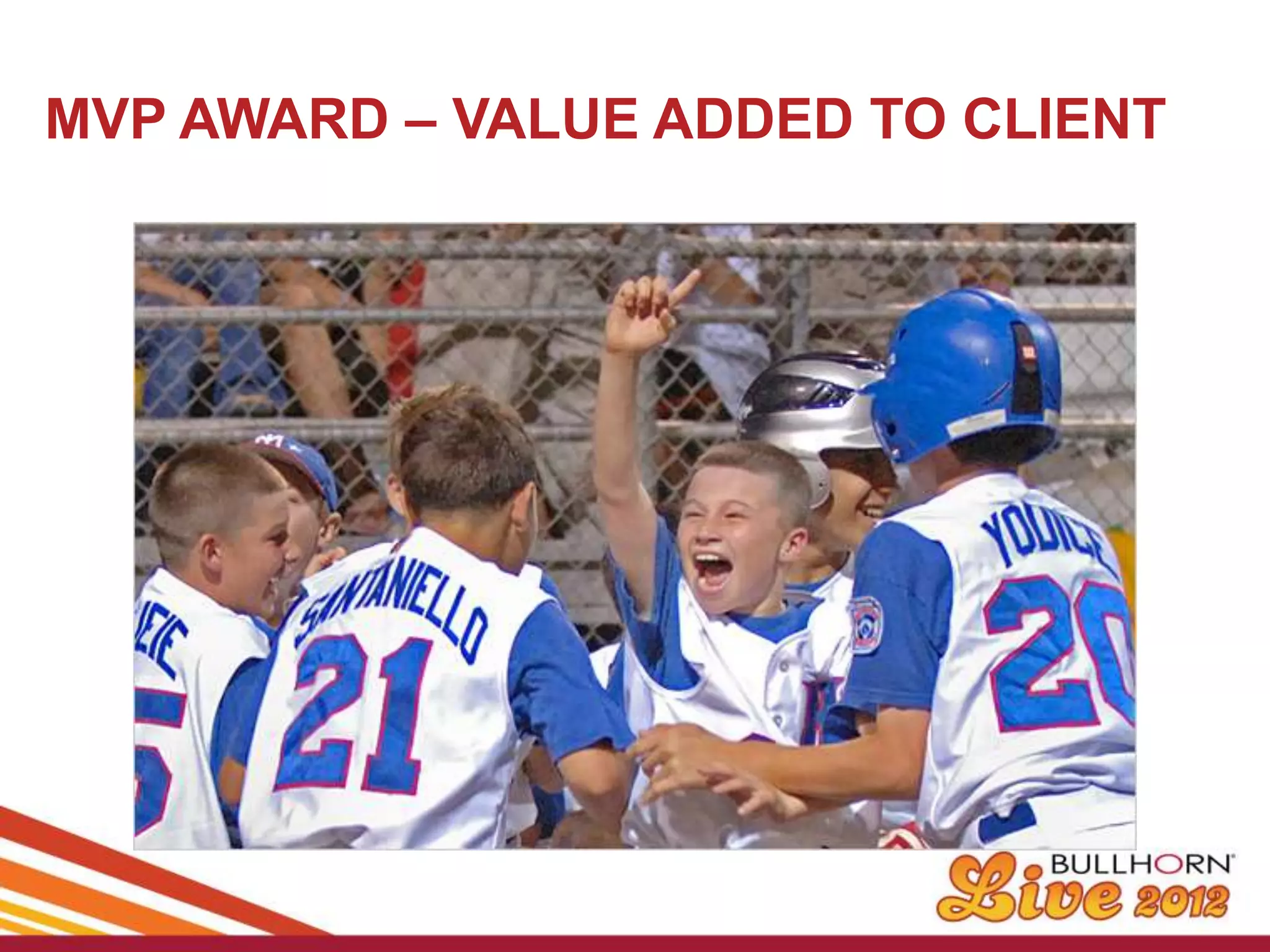 MVP AWARD – VALUE ADDED TO CLIENT
 