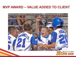 MVP AWARD – VALUE ADDED TO CLIENT
 